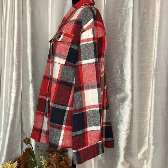 Automet Women’s M Flannel Plaid Button Down Long Sleeve Shirt Jacket - Picture 2 of 10